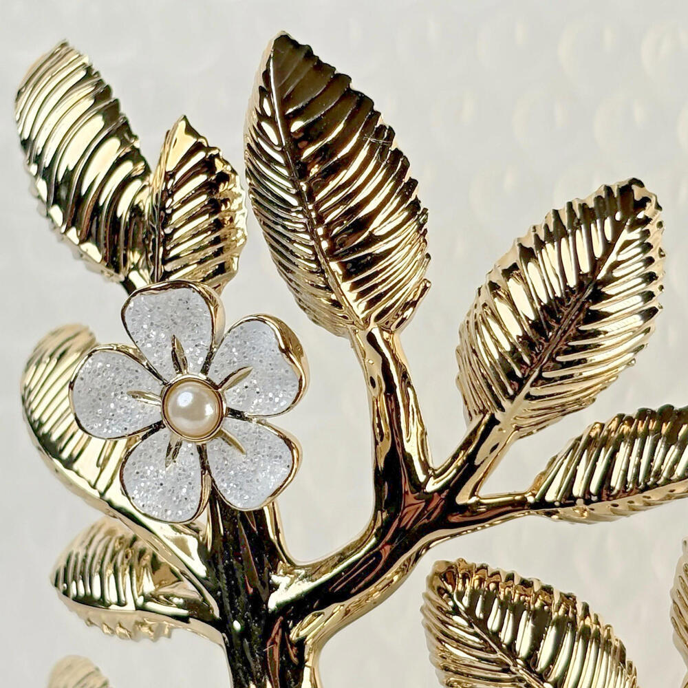 Bath & Body Works Gold Branch White Glitter Flowers Marble Foaming Soap Holder - Picture 3 of 6
